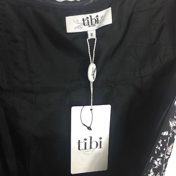 Tibi Lace Print Cocktail Dress Size 2 Black White - Picture 6 of 8